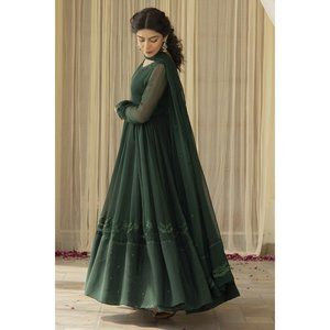 Punjabi pakistani Green Anarkali Kali Daar in Chiffon suit